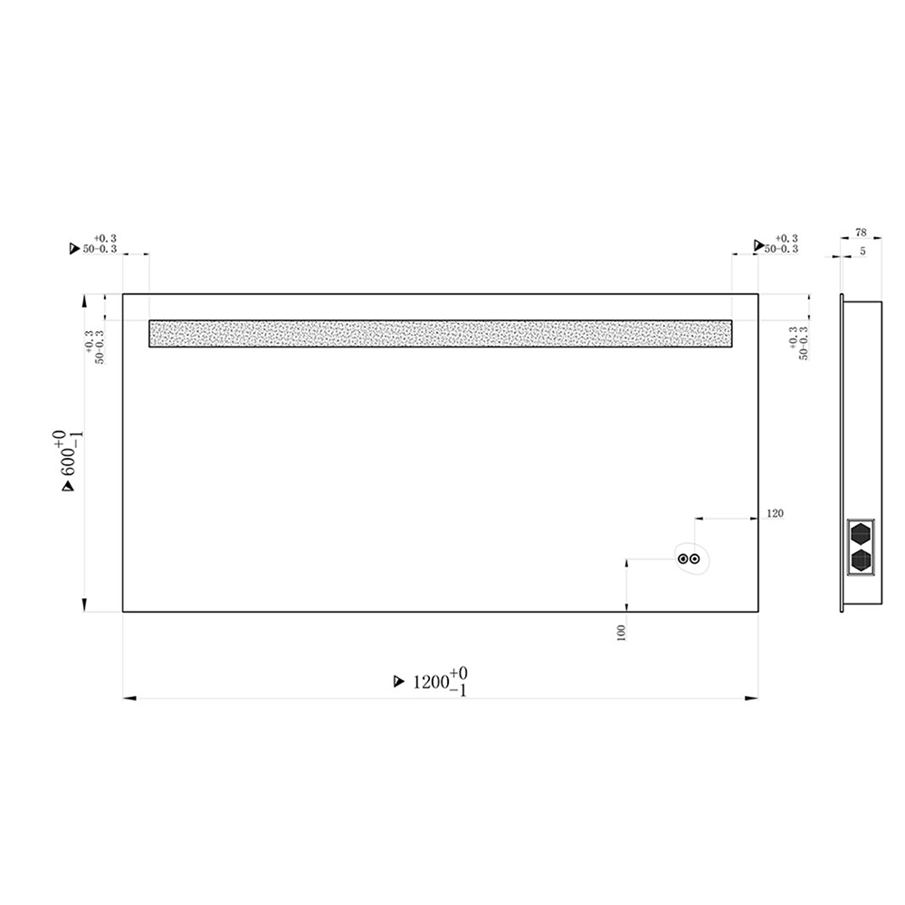 Vellamo LED Mirror with Touch Sensor & Bluetooth - 1200 x 600mm