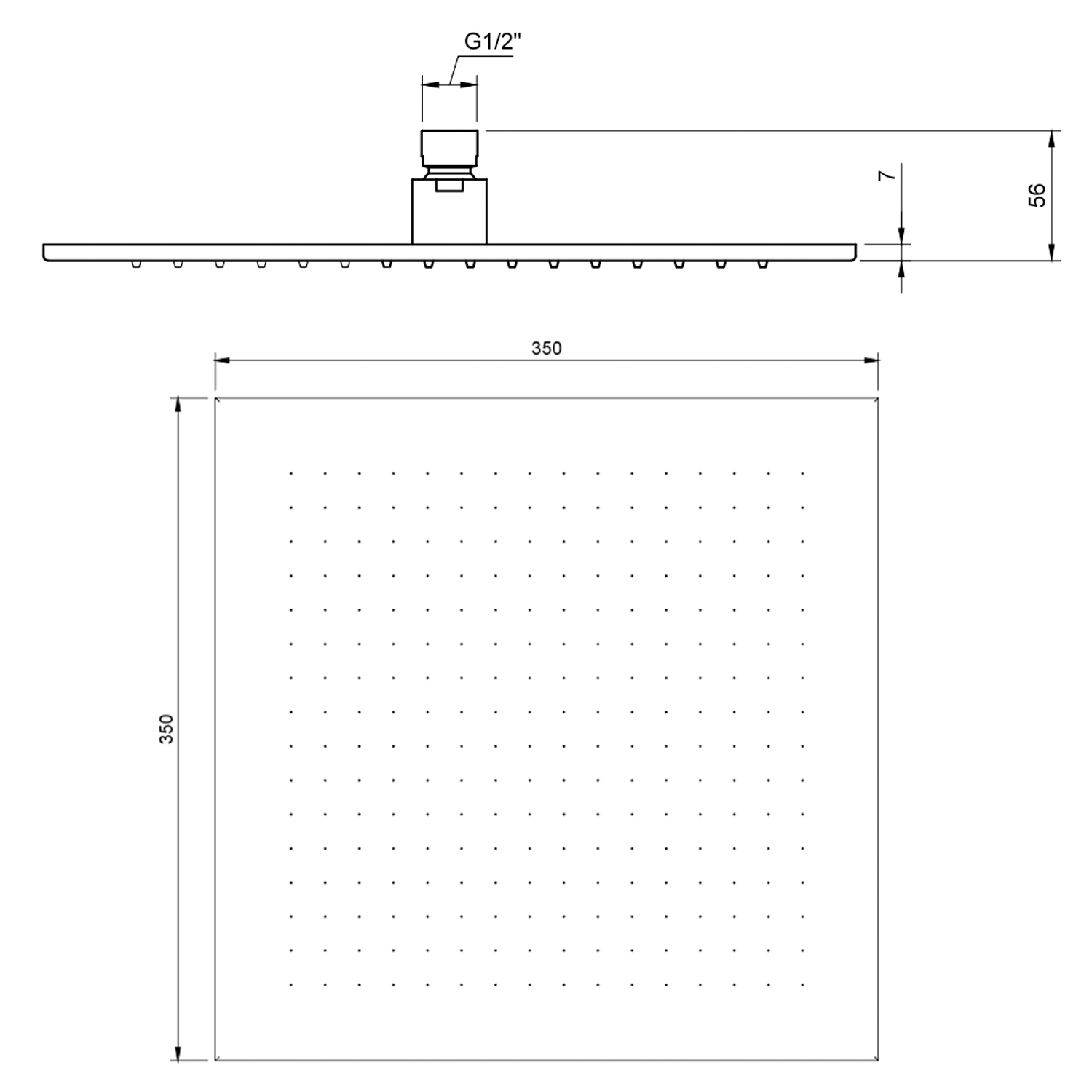 Villeroy & Boch Universal Square Shower Head 350mm - Matt Black