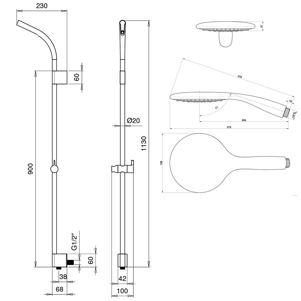 Crosswater Svelte Premium Slide Rail Shower Kit