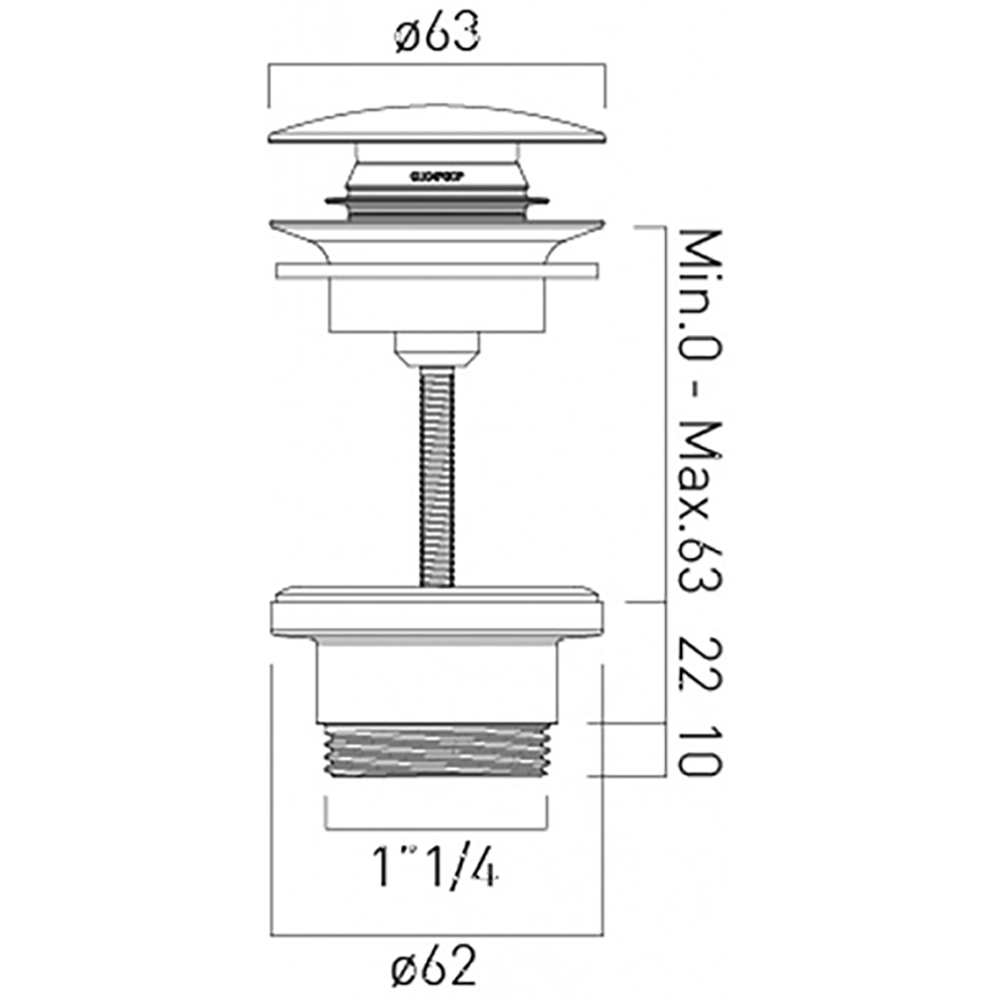 Vado Universal Clic Clac Chrome Basin Waste - For Basins With or Without an Overflow
