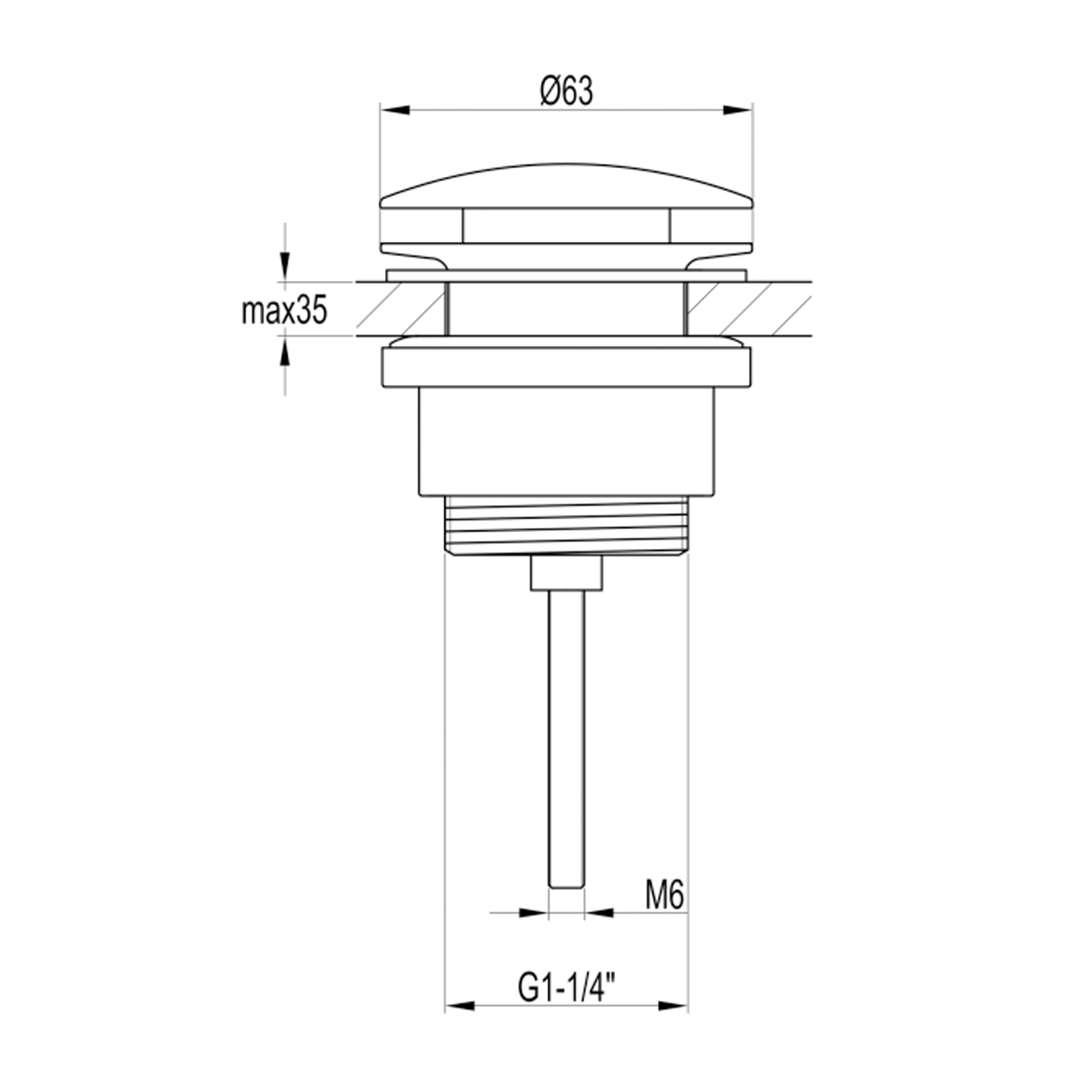 VOS Universal Click Clack Brushed Bronze Basin Waste - For Basins with or Without an Overflow