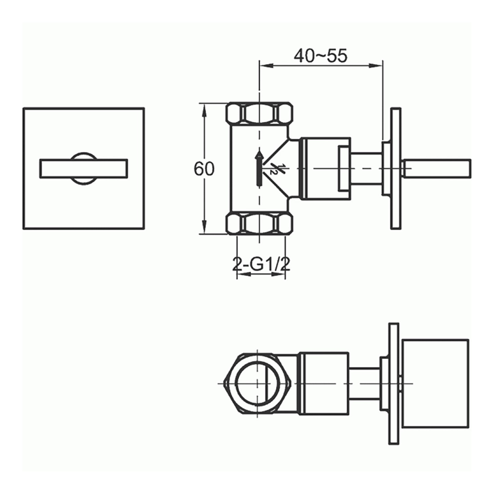 Pura Bloque Wall Mounted Stopcock for Hot Water