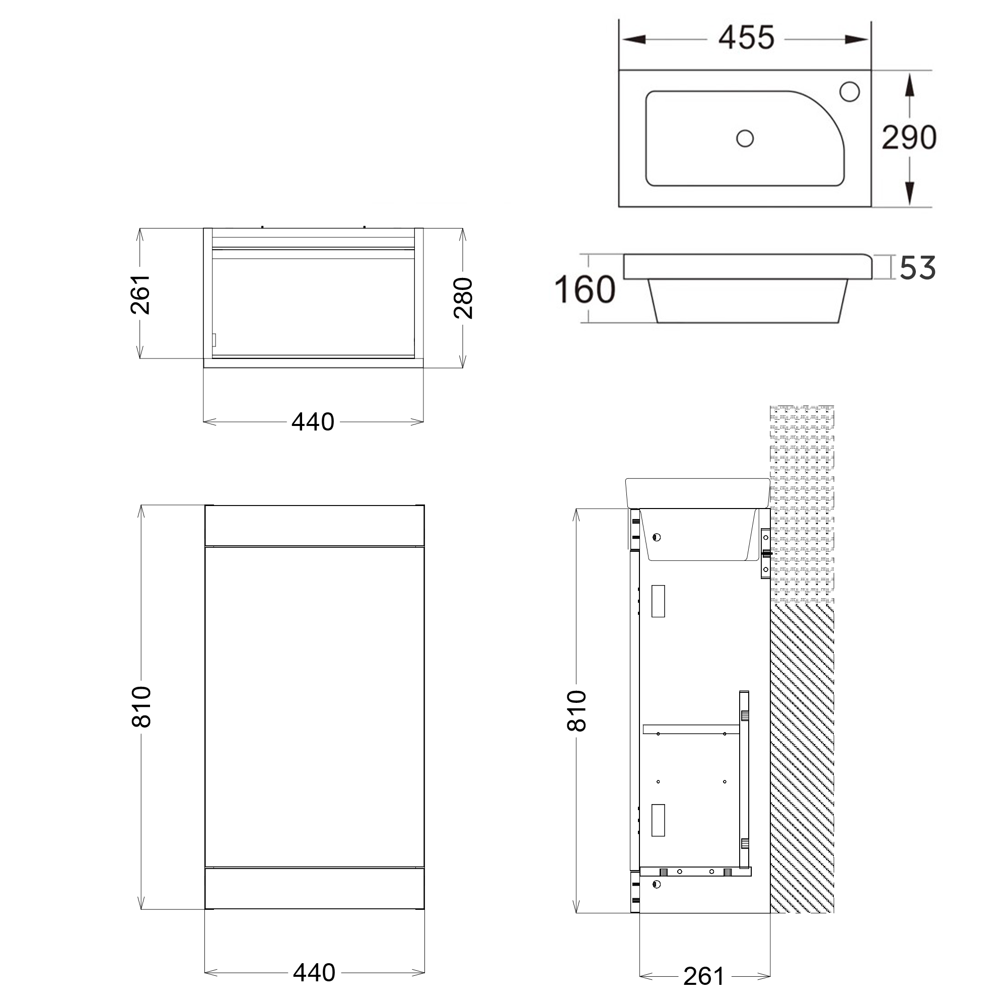 Riley 455mm Cloakroom Floorstanding Vanity Unit & Basin