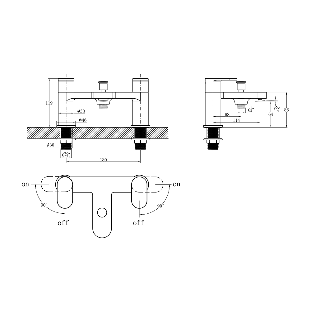 Vellamo Connect Bath Shower Mixer with Shower Kit