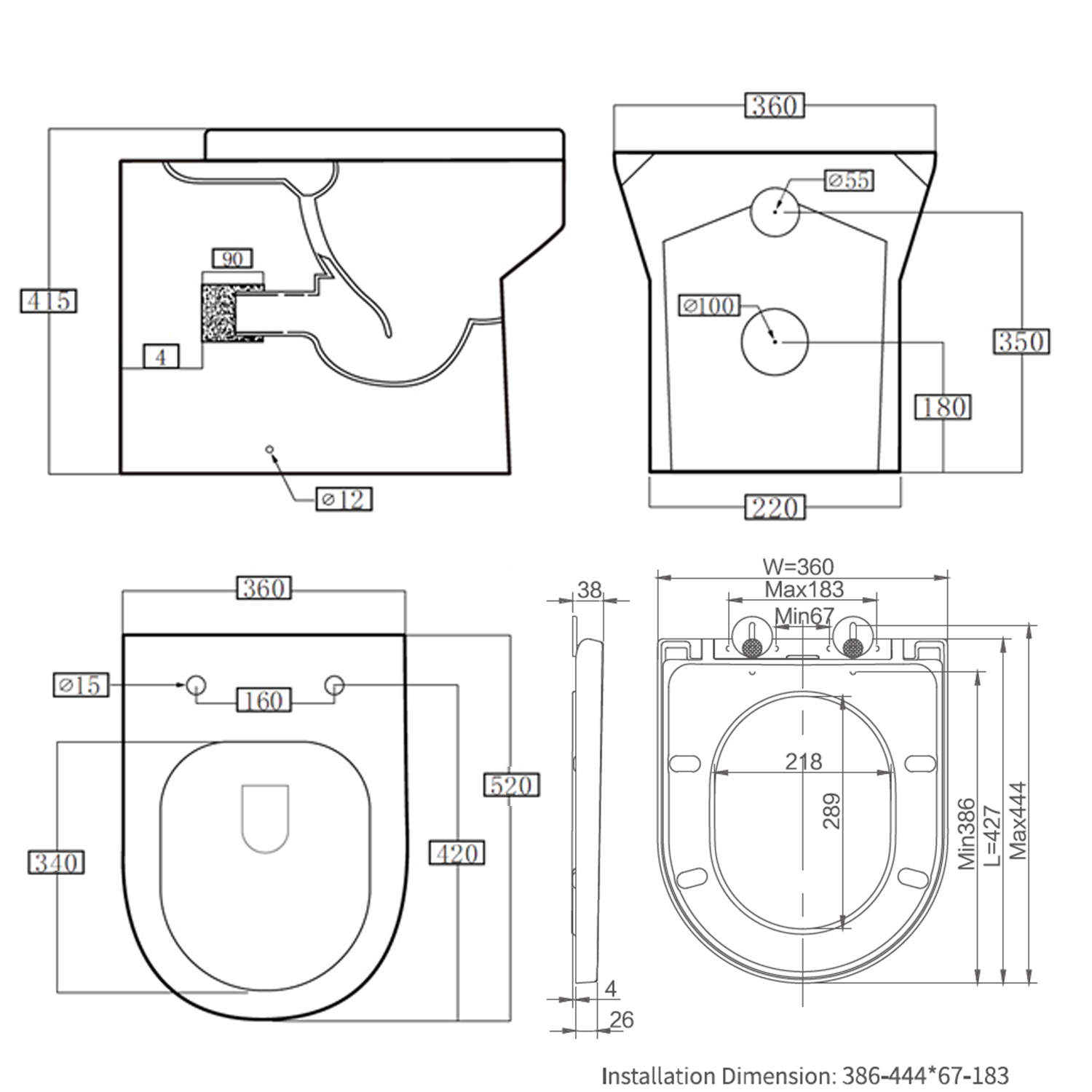 Lorraine Rimless Back To Wall Toilet & Soft Close Seat
