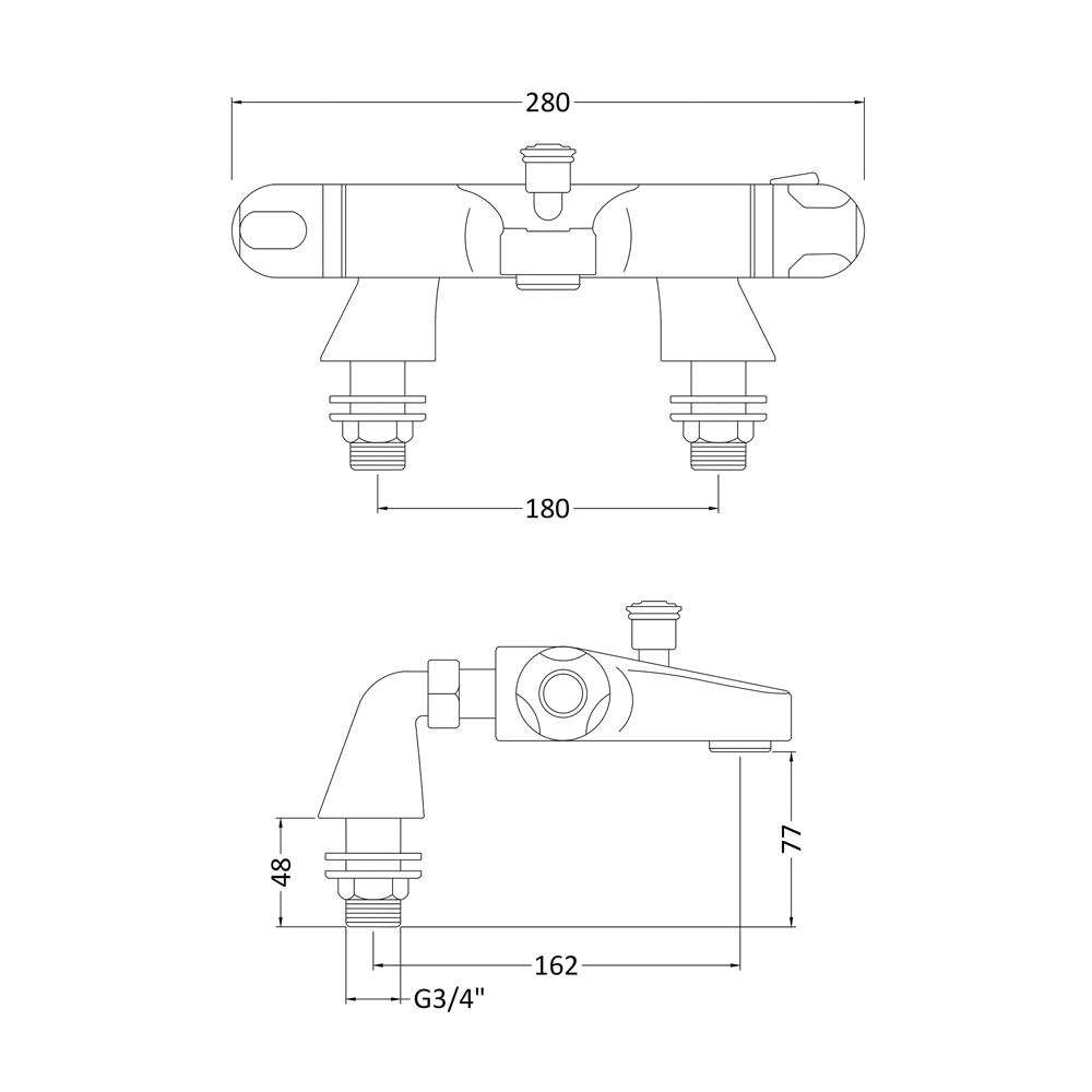 Vellamo Reef Thermostatic Bath Shower Mixer