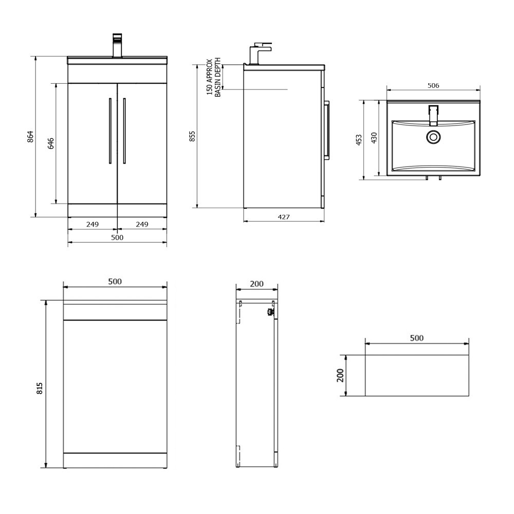 Vellamo Aspire 1000mm 2 Door Combination Basin & Toilet Unit - Gloss White