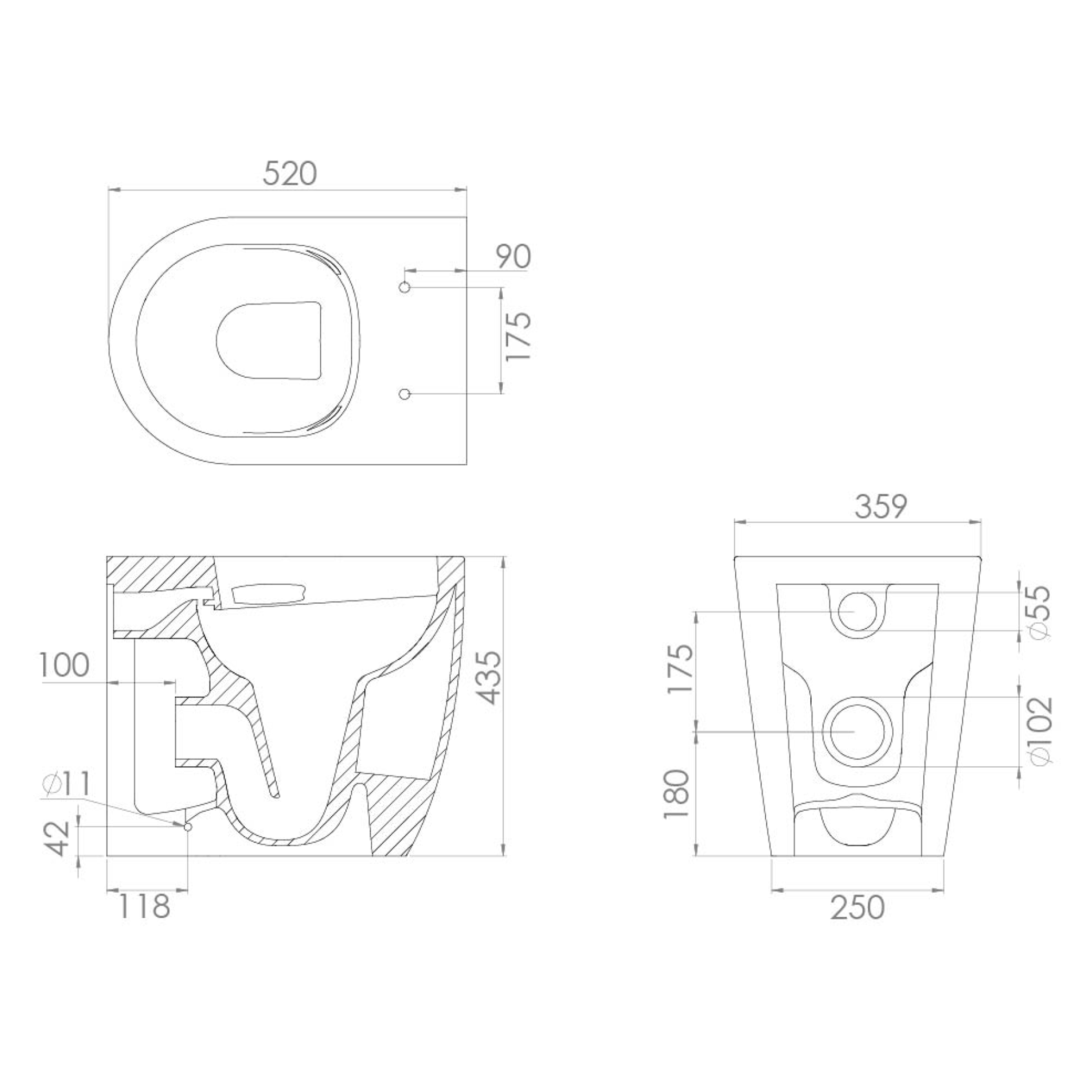 Saneux Uni Back to Wall Rimless Toilet & Soft Close Seat