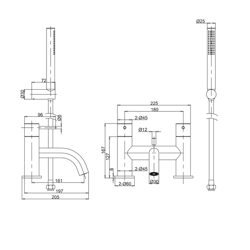 Crosswater MPRO Bath and Shower Mixer Tap with Shower Kit - Chrome