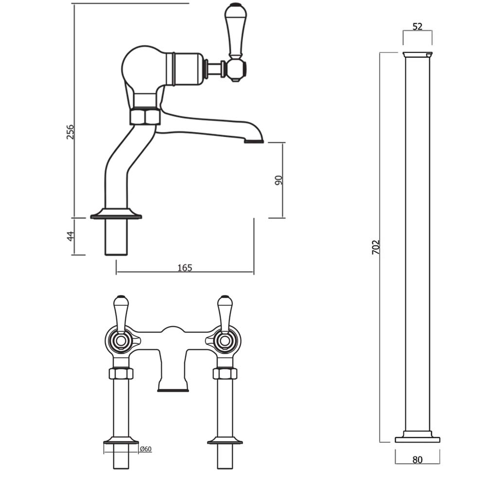 Crosswater Belgravia Lever Floor Standing Bath Mixer Tap