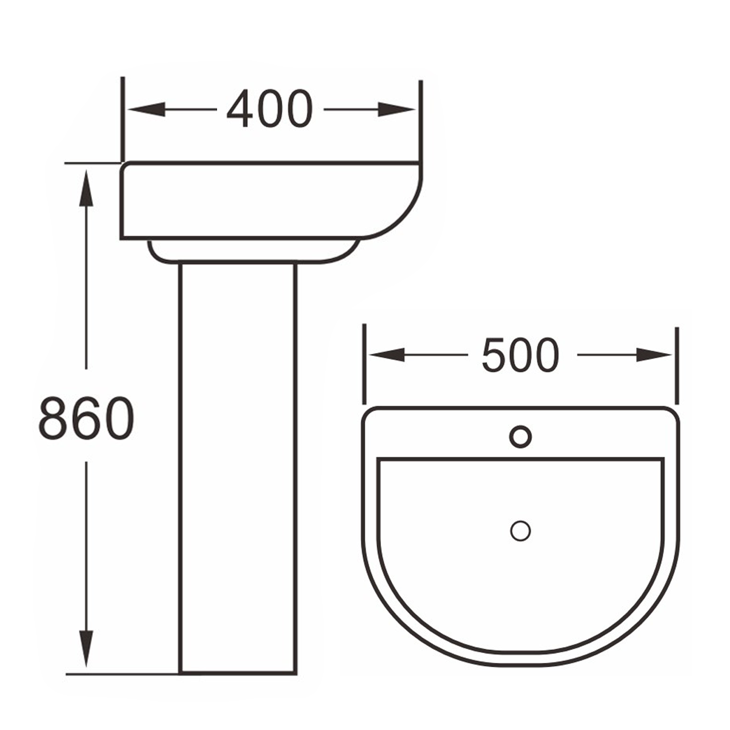 Lorraine 500mm Basin & Full Pedestal