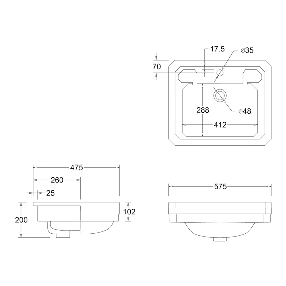 Burlington Contemporary Semi-Recessed Basin
