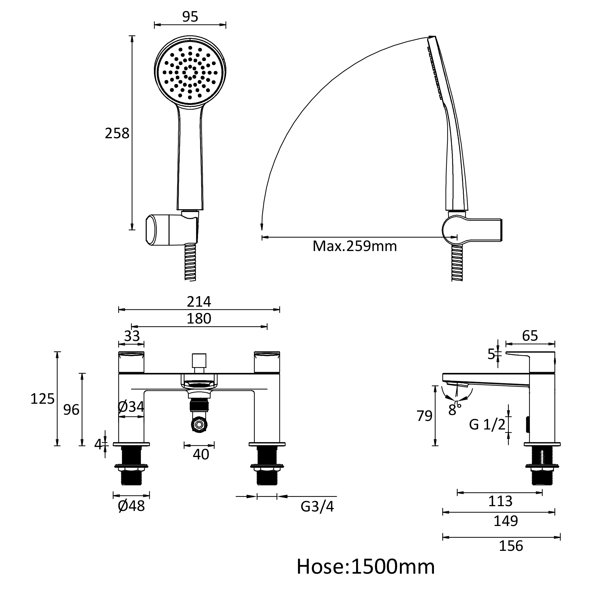 Crosswater Drift Bath Shower Mixer Tap & Kit