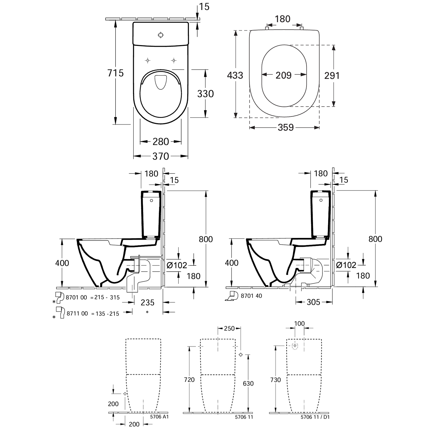 Villeroy & Boch Subway 2.0 Rimless Fully Back to Wall Close Coupled Toilet & Soft Close Seat