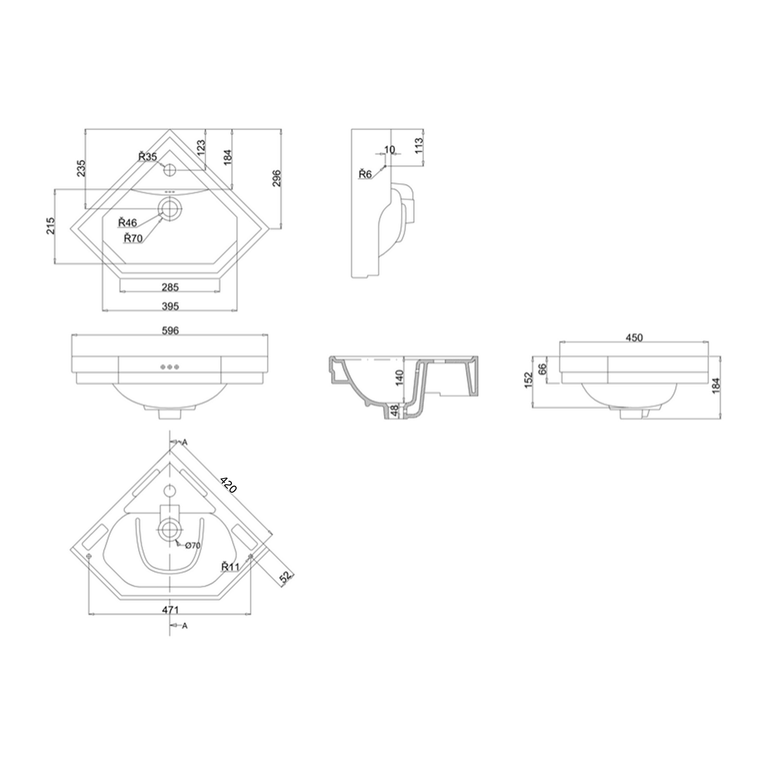 Burlington Corner Cloakroom Basin