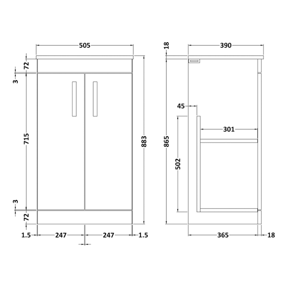 Emily 500mm Floorstanding Unit and Countertop