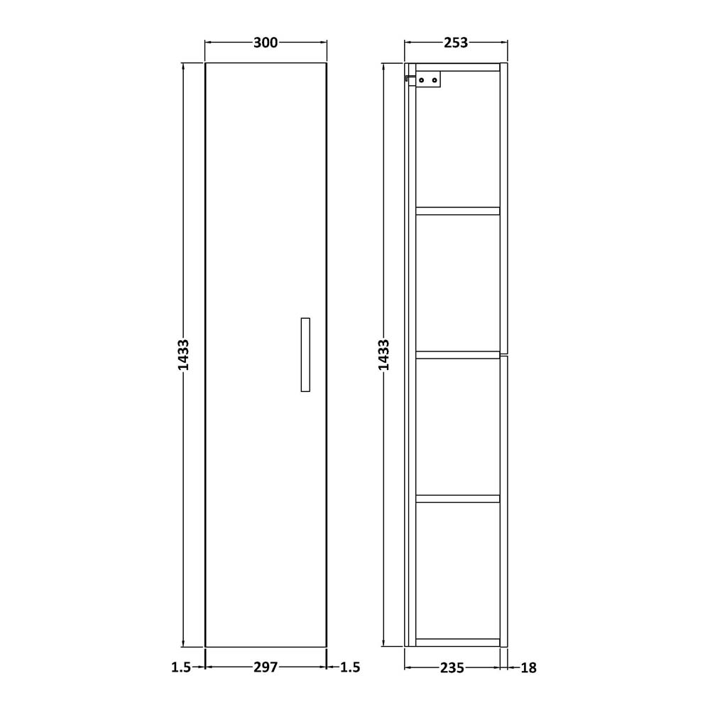 Emily Tall Single Door Storage Unit - Gloss Grey