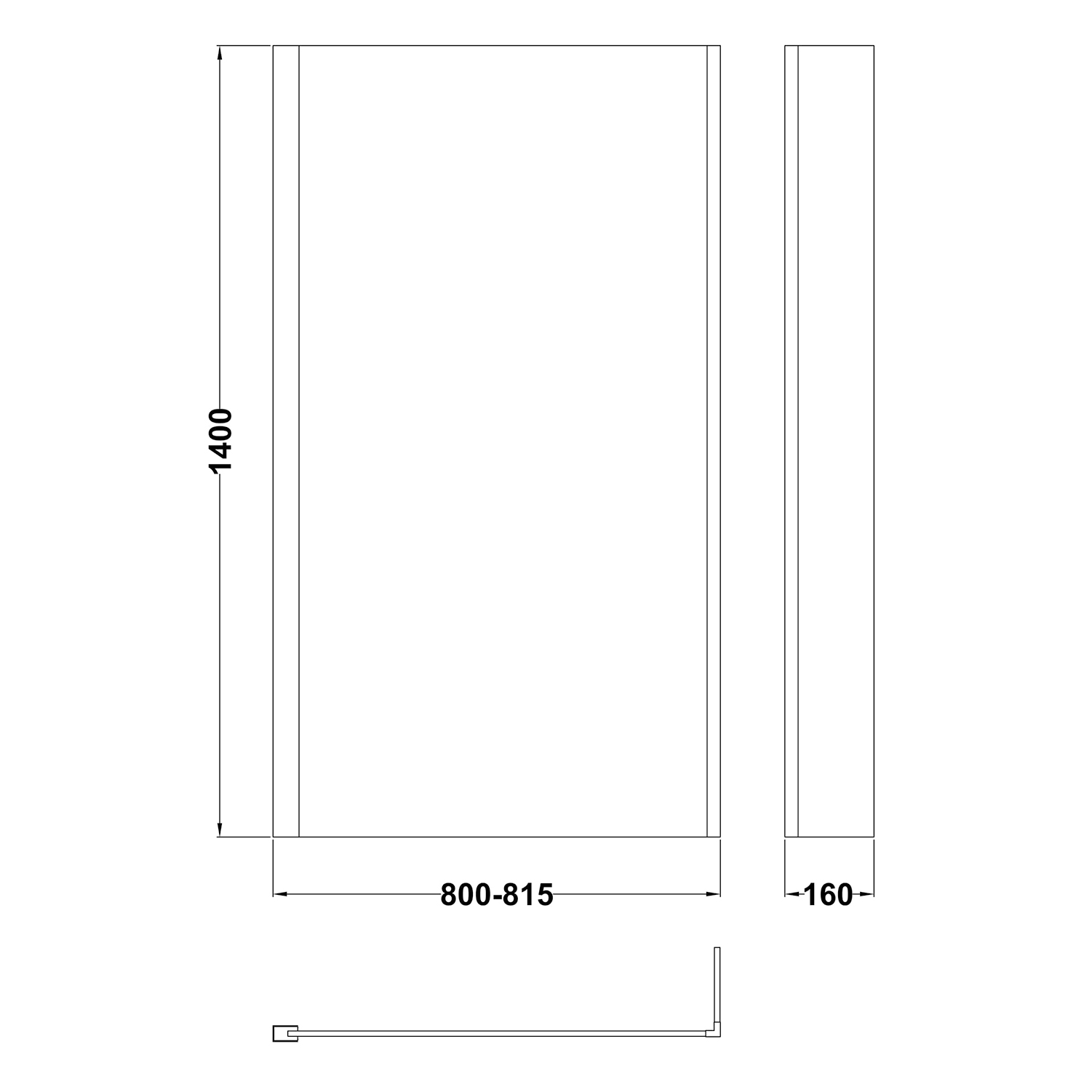 Drench Polished Chrome Fixed L-Shaped Bath Screen with Fixed Return - 1400 x 800mm