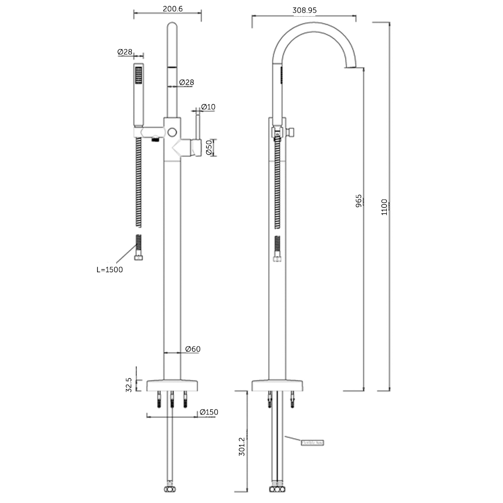 Britton Bathrooms Hoxton Floorstanding Bath Shower Mixer Tap - Chrome
