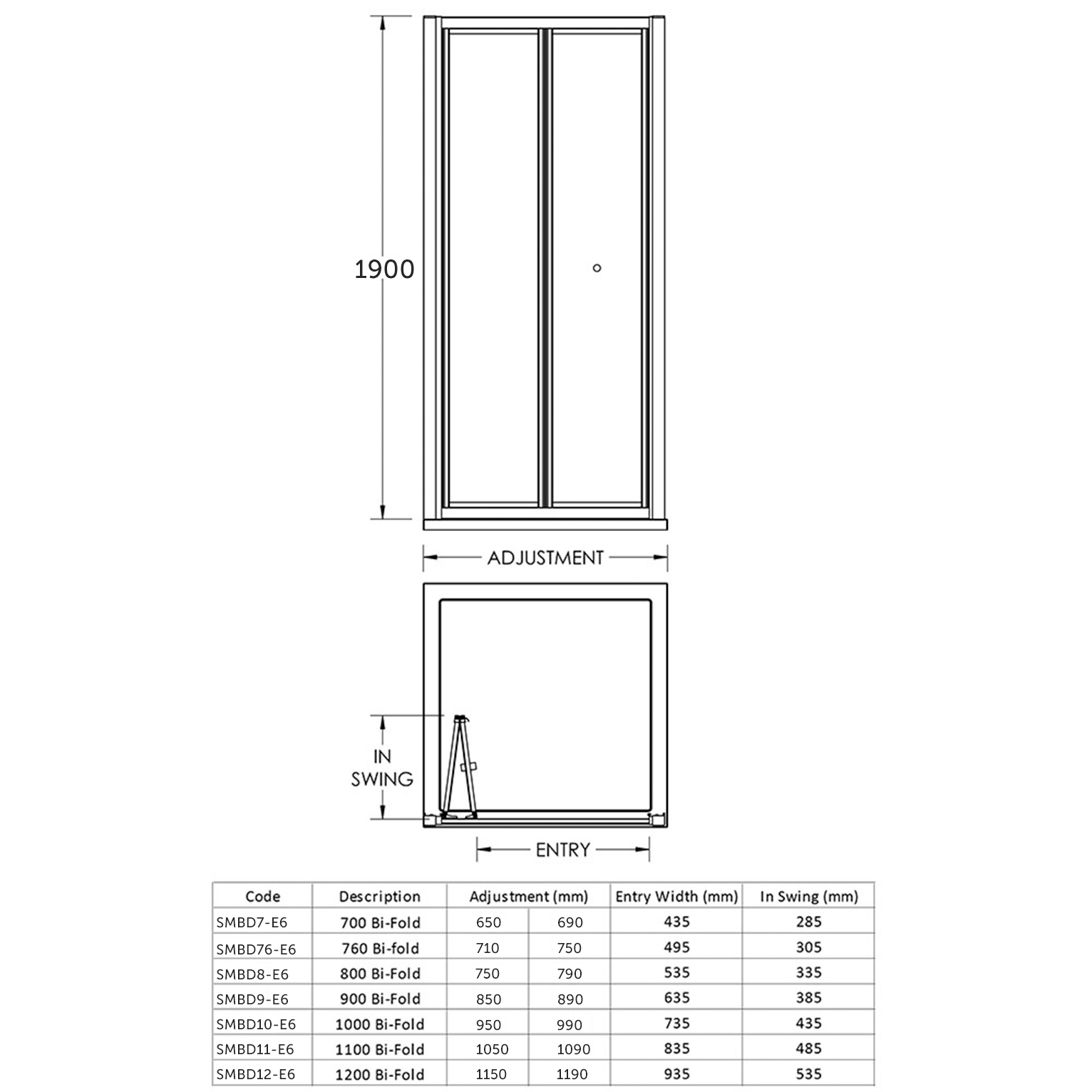 Harbour Primrose 4mm Bi-Fold Shower Door & Optional Side Panel