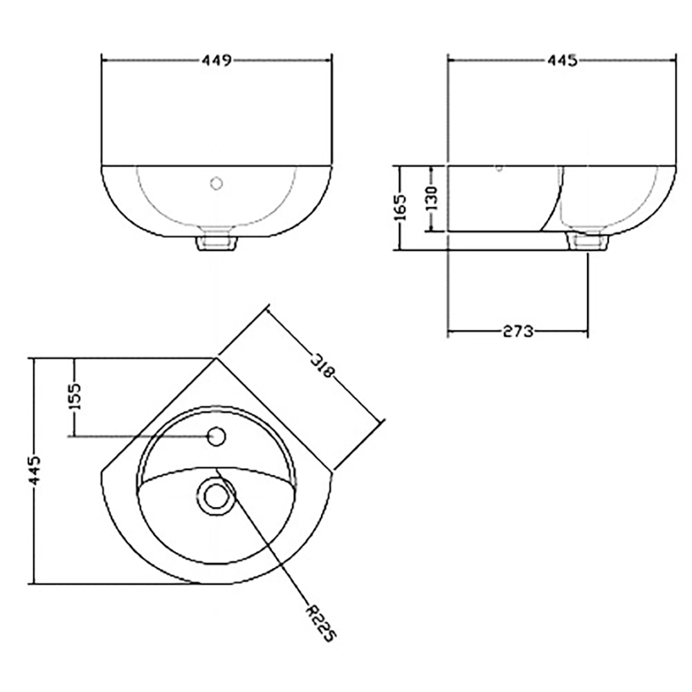 Emma Corner Wall Hung Basin