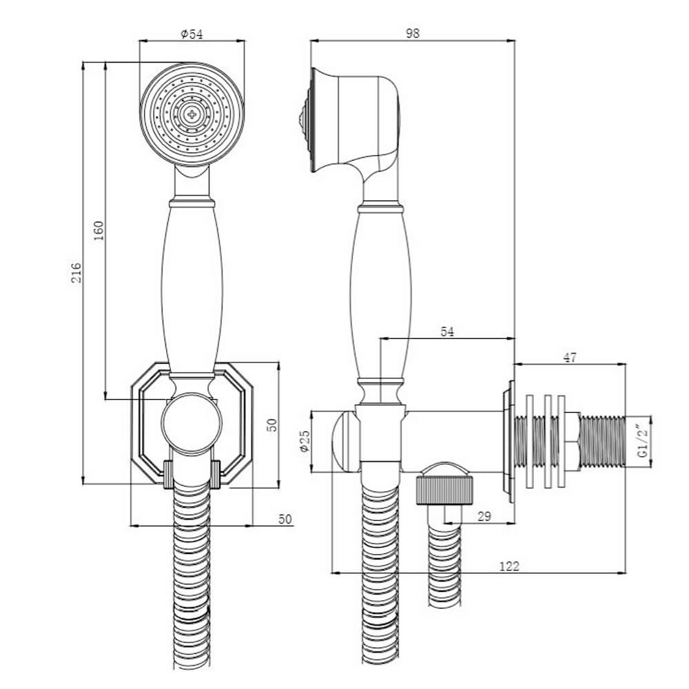 Butler & Rose Victoria Traditional Wall Outlet with Shower Handset