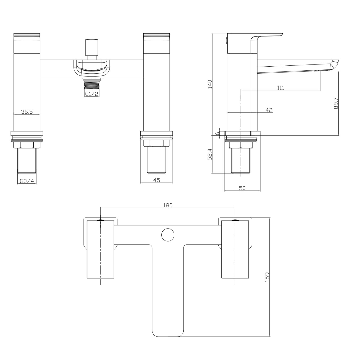 Harbour Status Chrome Bath Mixer Tap