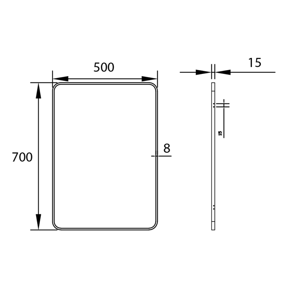 Vellamo Matt Black Rectangular Mirror - 700 x 500mm