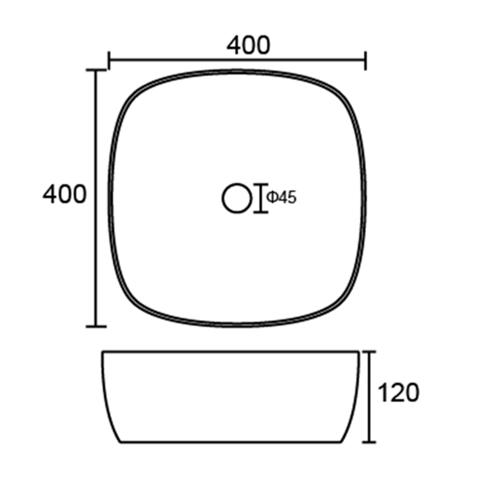 Sophia Square Countertop Basin - 400mm