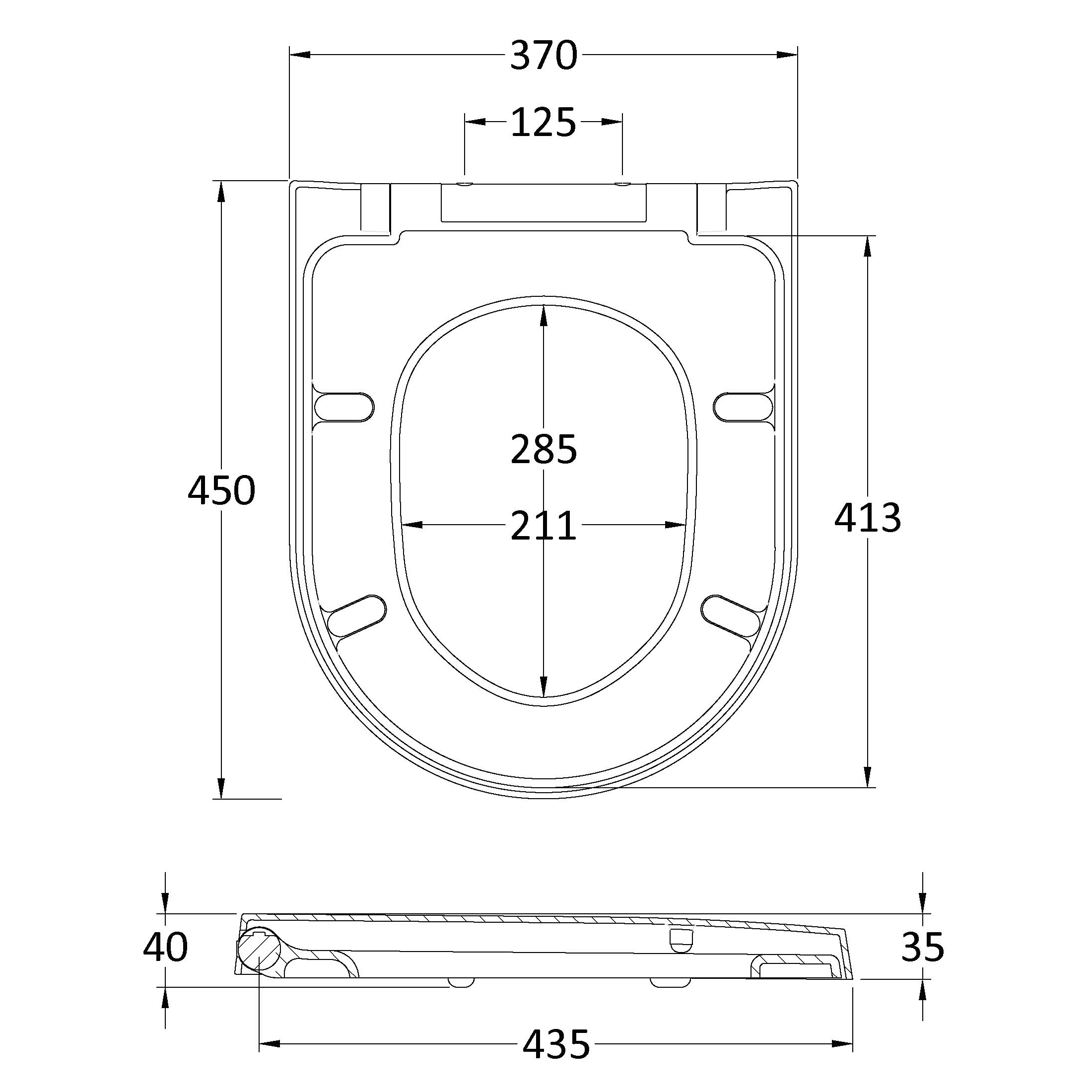 Vellamo D-Shaped Quick Release Soft Close Toilet Seat