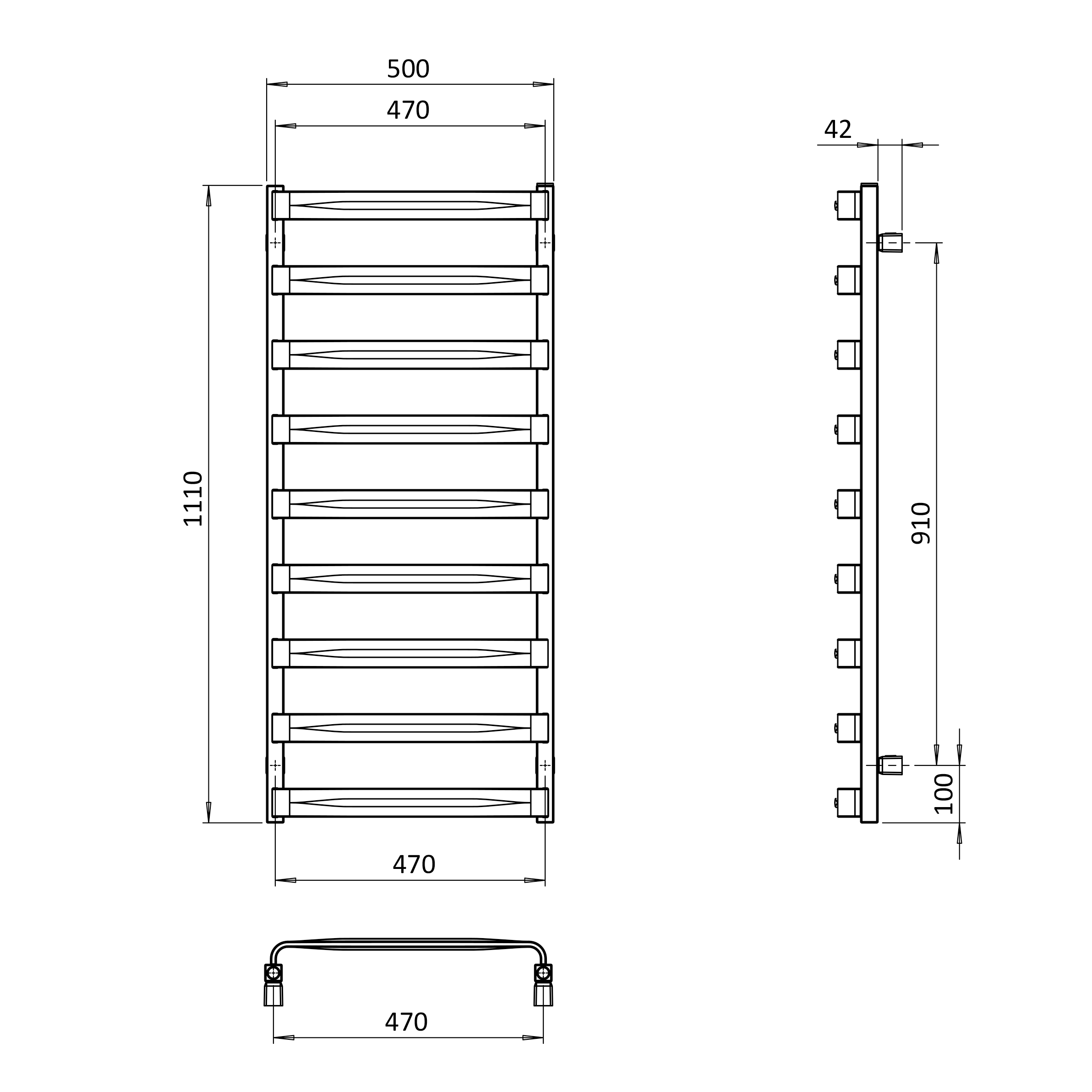 Crosswater Air Heated Towel Rail 500 x 1110mm - Brushed Brass