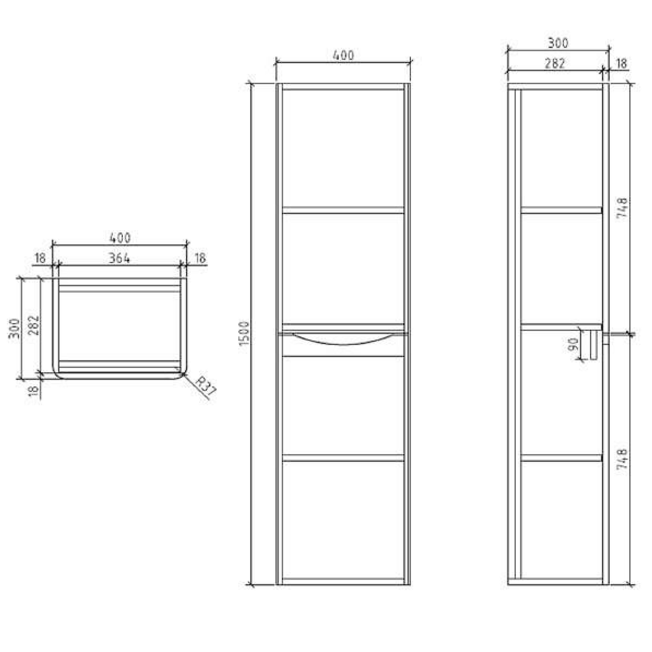 Harbour Origin 1500mm Tall Wall Mounted Cabinet