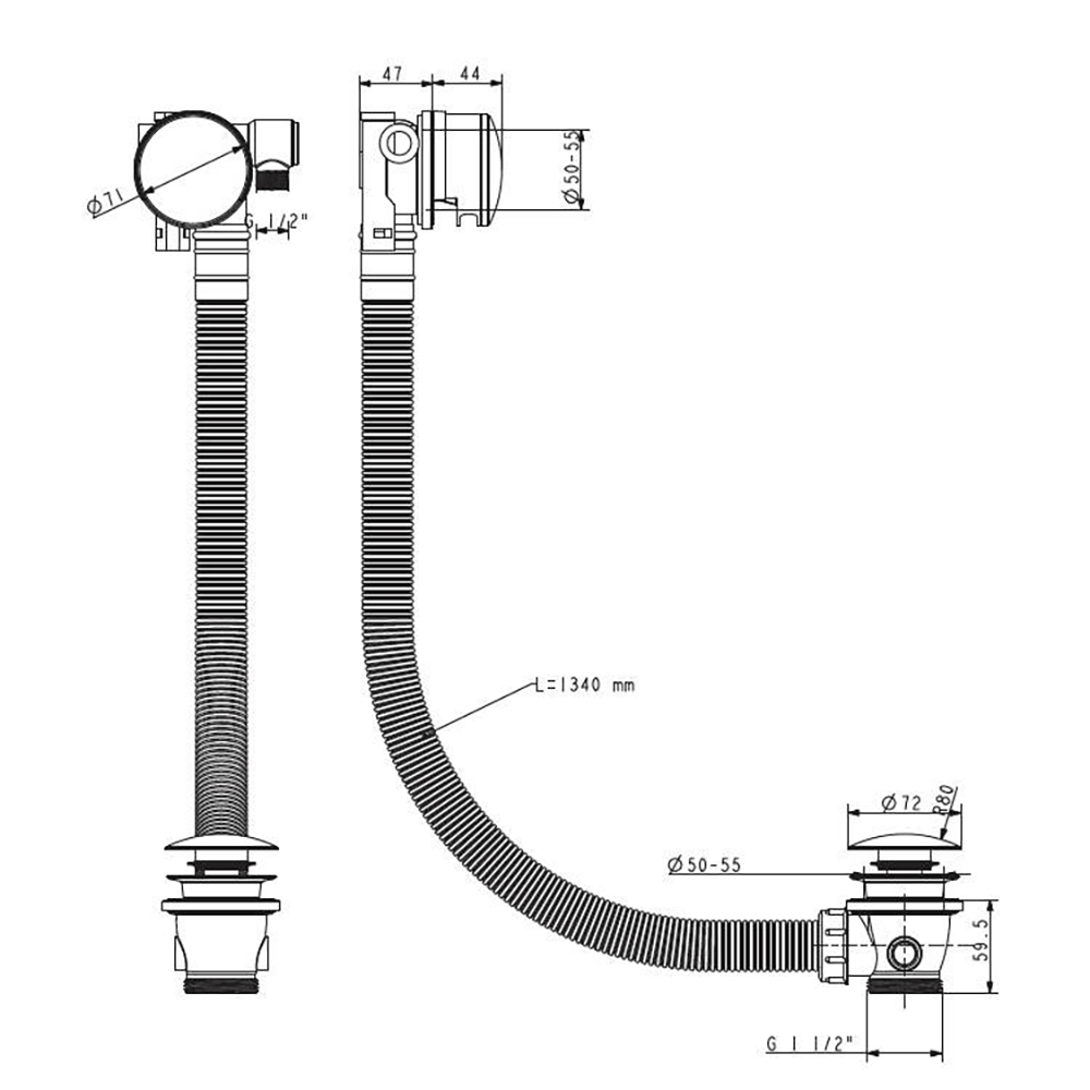 Crosswater MPRO Overflow Bath Filler with Click Clack Waste