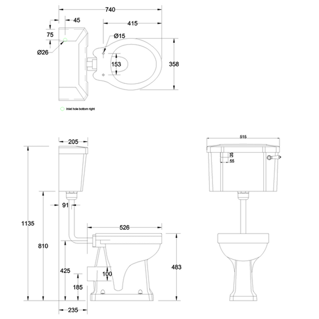 Burlington Regal Low Level Toilet (Excluding Seat)