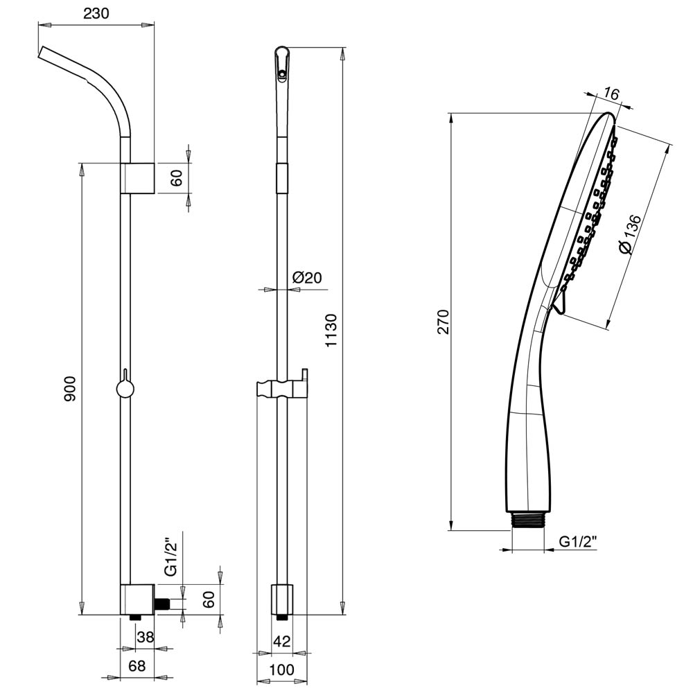 Crosswater Svelte Premium Multi Function Slide Rail Shower Kit