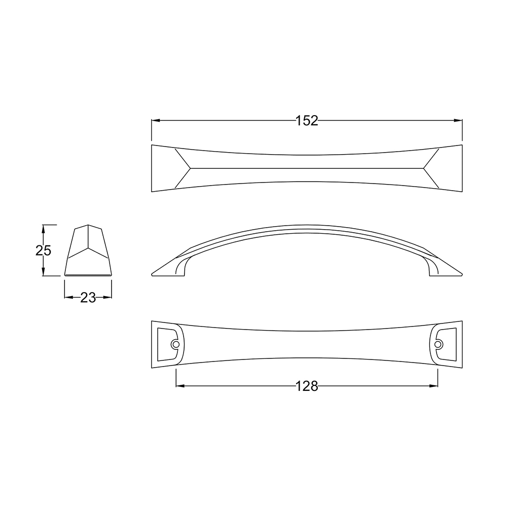 Drench Satin Nickel Bow Furniture Handle - 128mm Centres