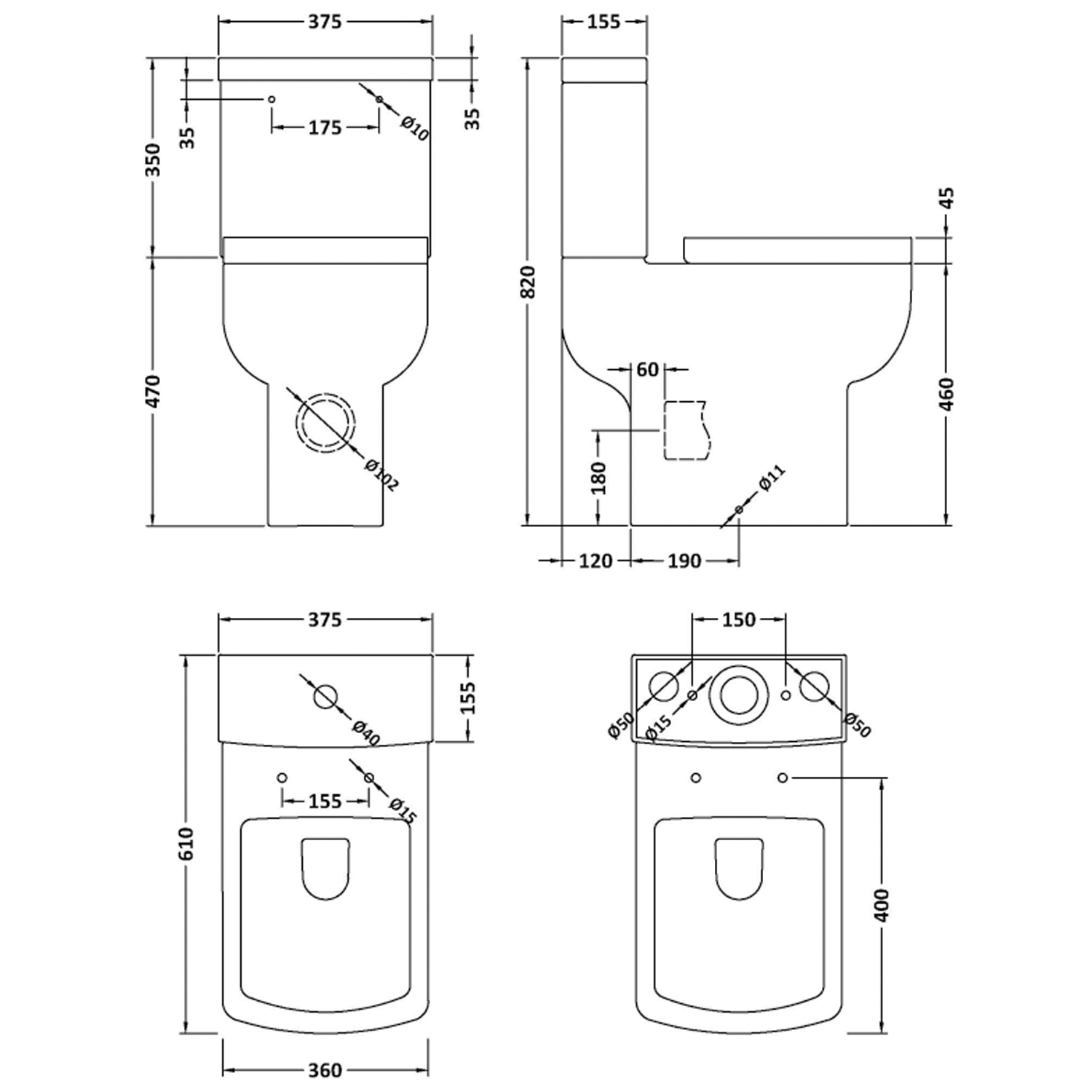 Emily Comfort Height Rimless Toilet & Soft Close Seat