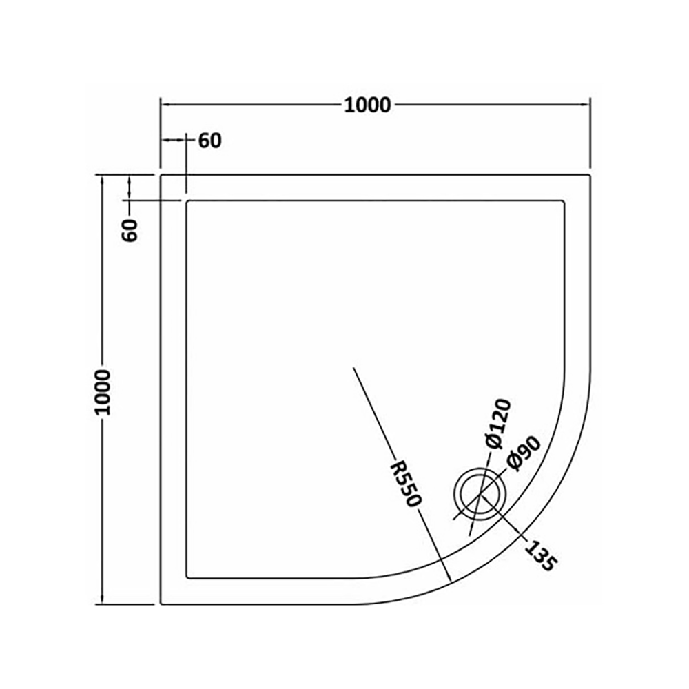 Drench MineralStone Low Profile Quadrant Shower Tray