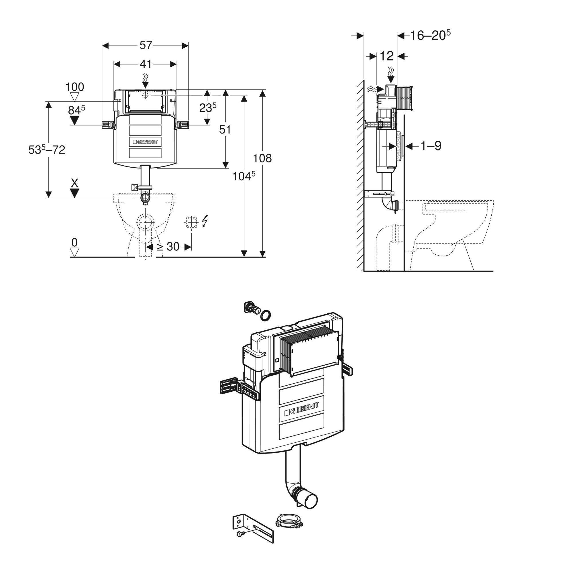 Geberit Sigma Concealed Cistern - 12cm