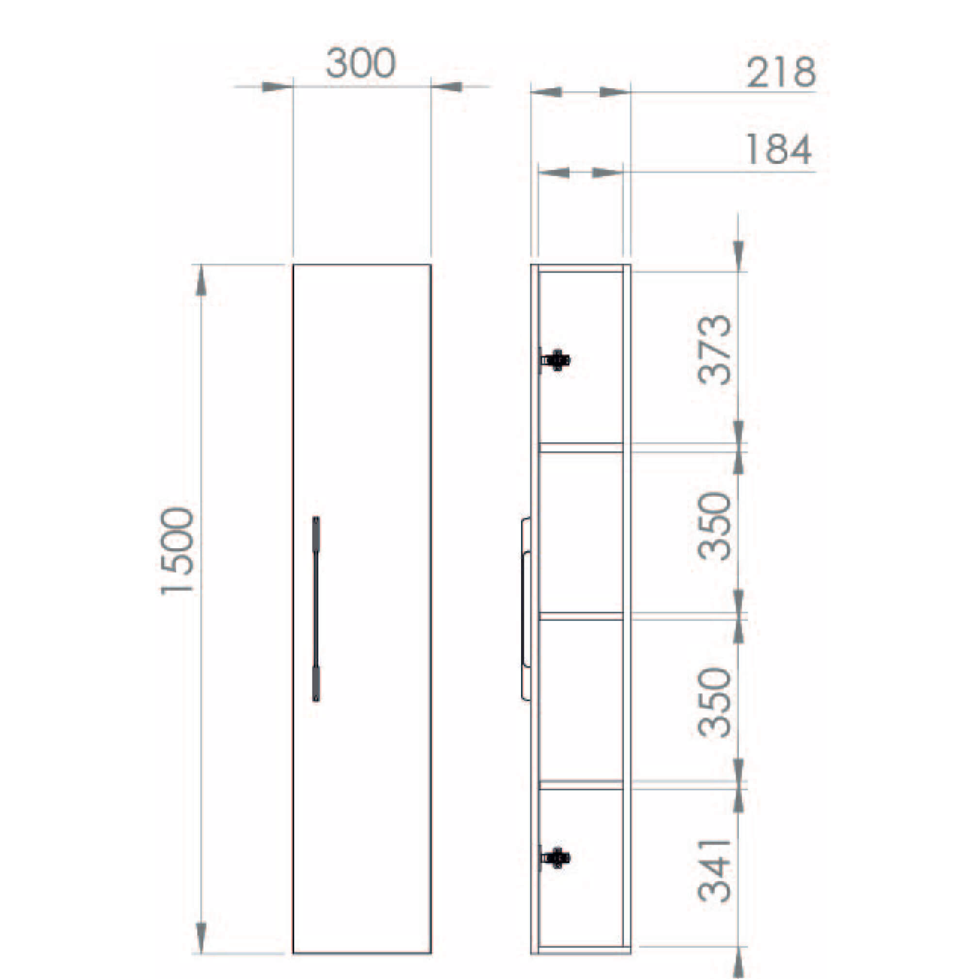 Saneux Austen 1500mm Wall Mounted Tall Storage Unit - White Gloss
