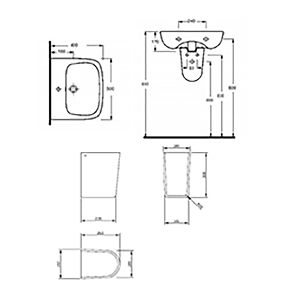 Lola 500mm Semi Pedestal & Basin