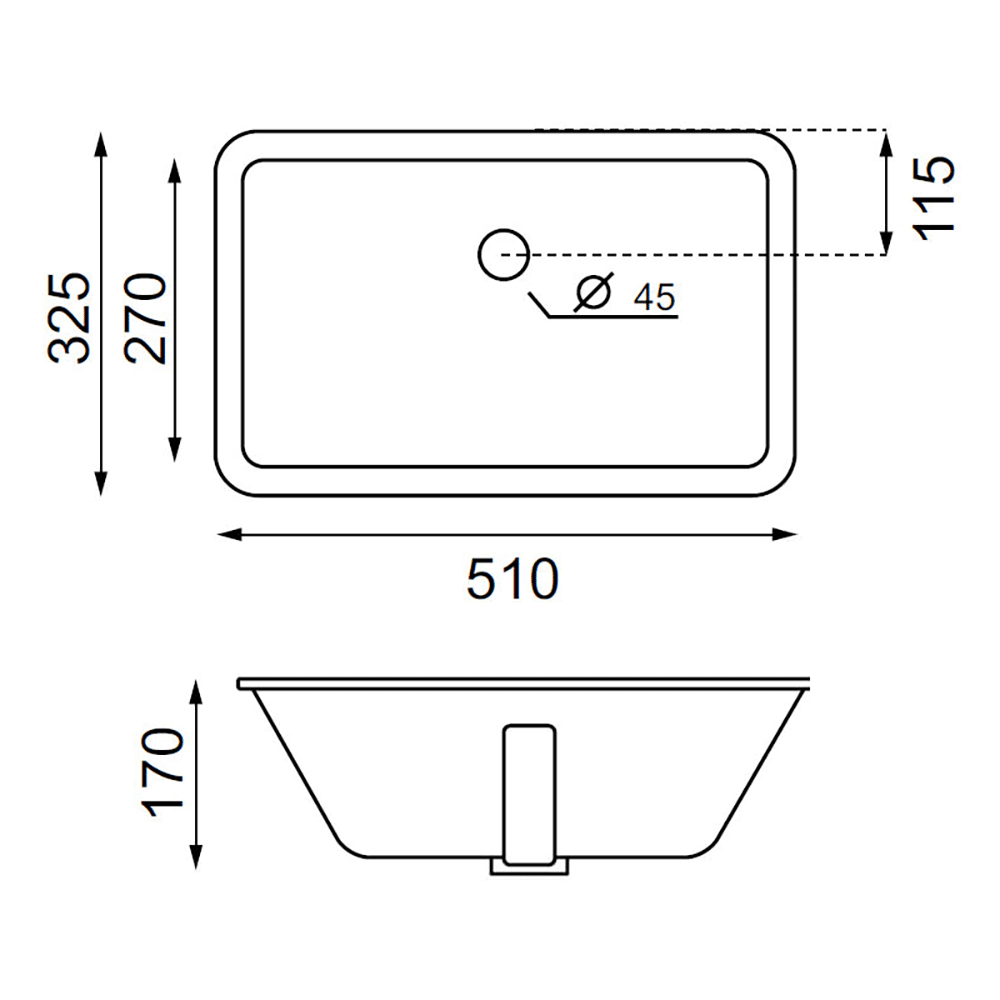 Crosswater Torino Small Undermount Ceramic Basin