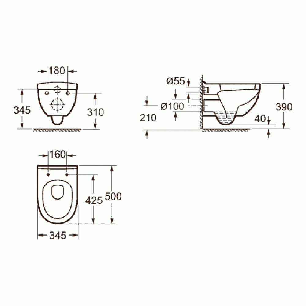 Pura Ivo Wall Hung Toilet & Seat - 500mm Projection