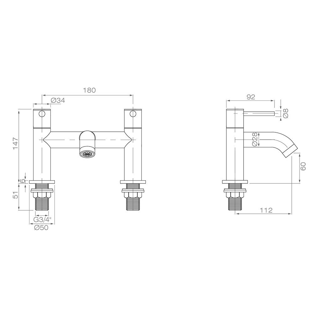Harbour Clarity Matt Black Bath Mixer Tap