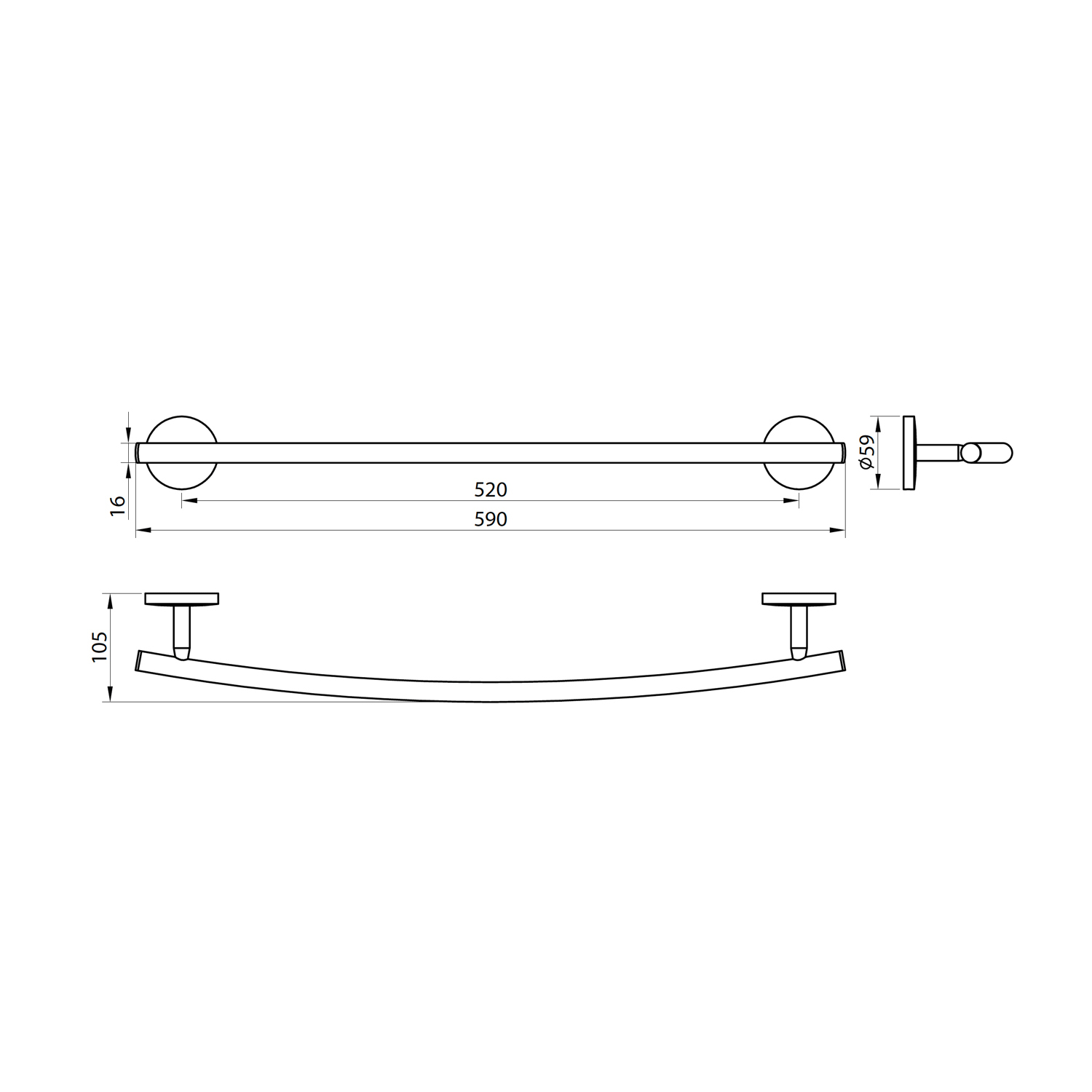 Vellamo Venta Towel Rail 600mm